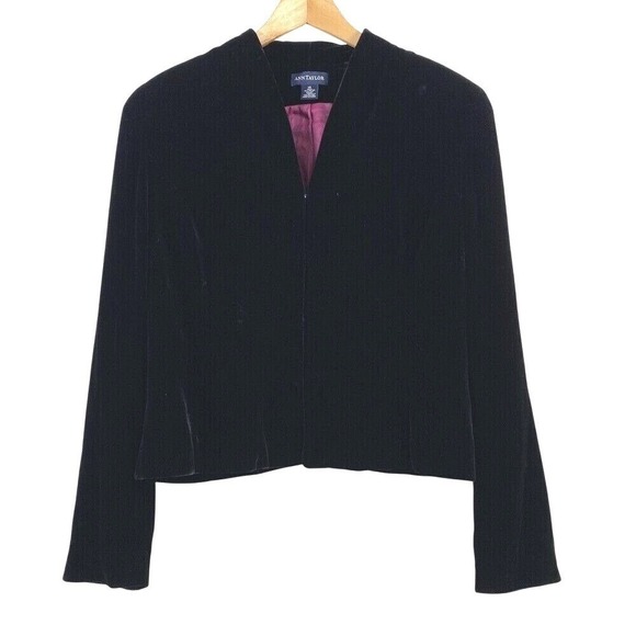 Ann Taylor Jackets & Blazers - Ann Taylor Womens Velvet Silk Lined Blazer jacket size 14 Black Boho Holiday